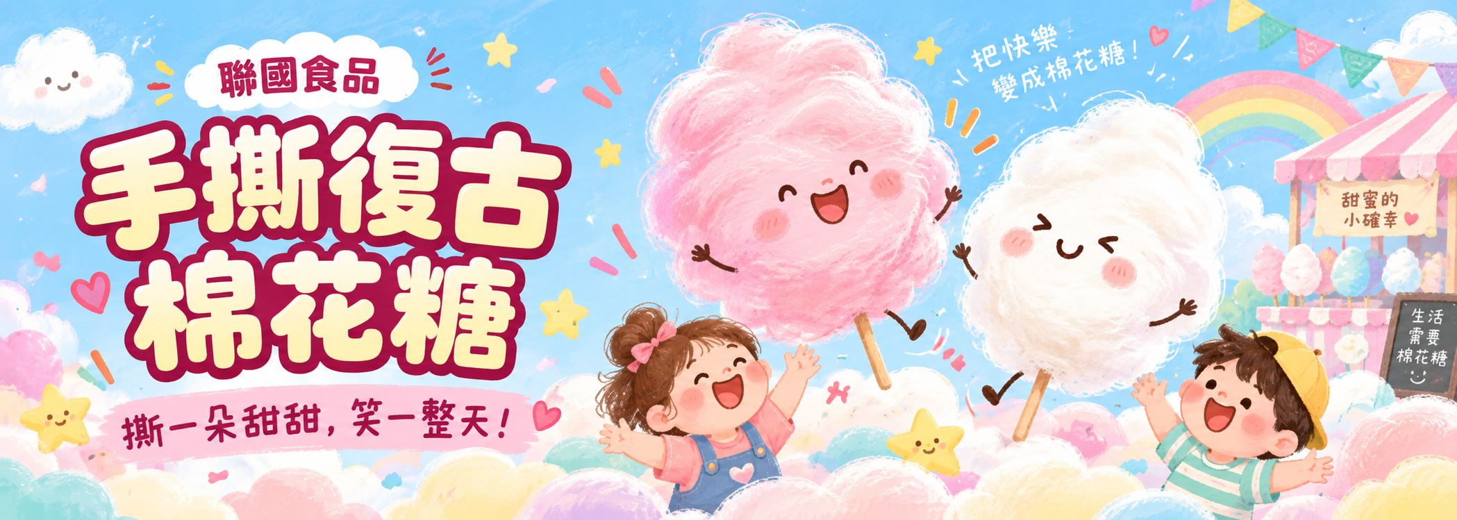 聯國食品手撕復古棉花糖，撕一朵甜甜，笑一整天！