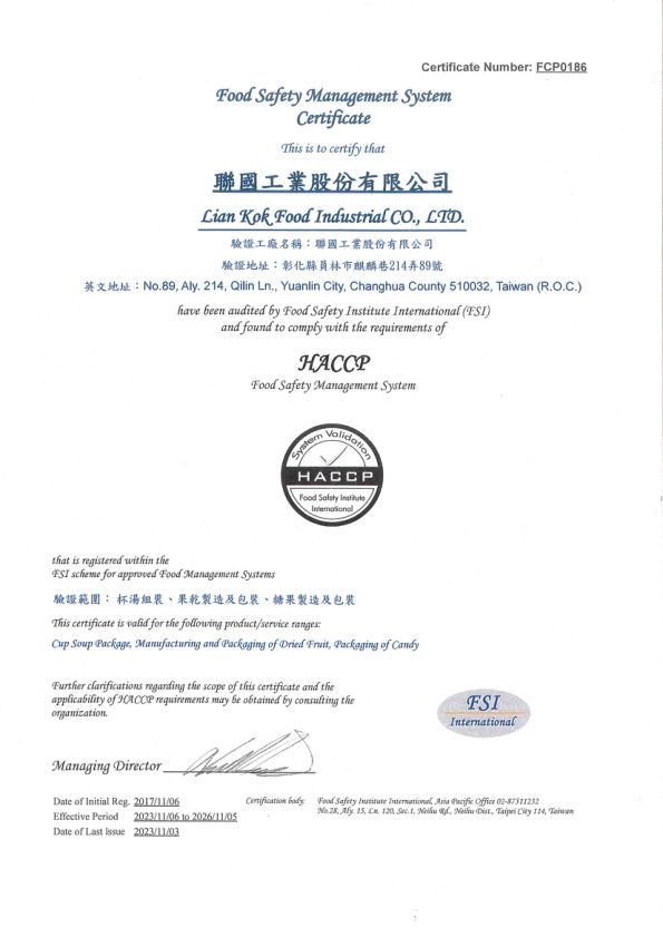 HACCP FCP0186